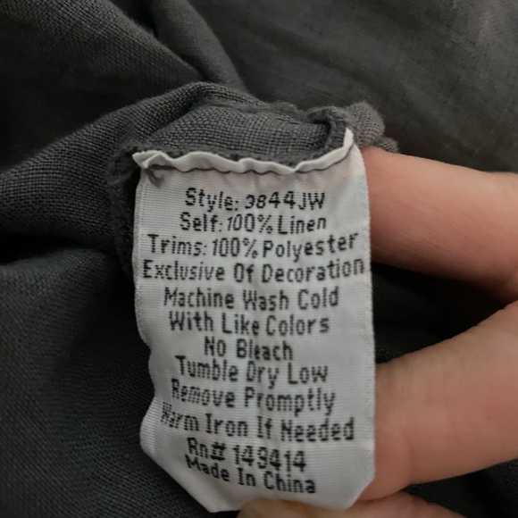 Johnny Was XL Dress Embroidered Linen Half Sleeve V-Neck Tie Pockets NO TAG - Picture 13 of 15